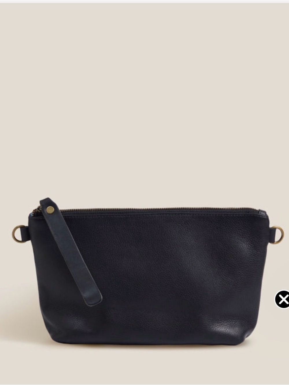 Everyday Black Leather Wristlet with Detachable Strap